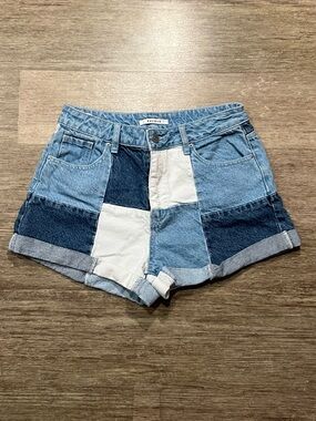 Pacsun Multicolor Patchwork Mom Jean Shorts